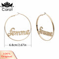 Women Geometric Femme Baby Letter Hollow Hoop Circle Earring Statement Jewelry. 