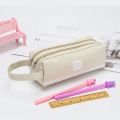 Cute Pen Case Kid Stationery Bag Portable Canvas Pencil Case School Supplies Storage Bag Double Layer Pencil Bag Student Pen Bag. 