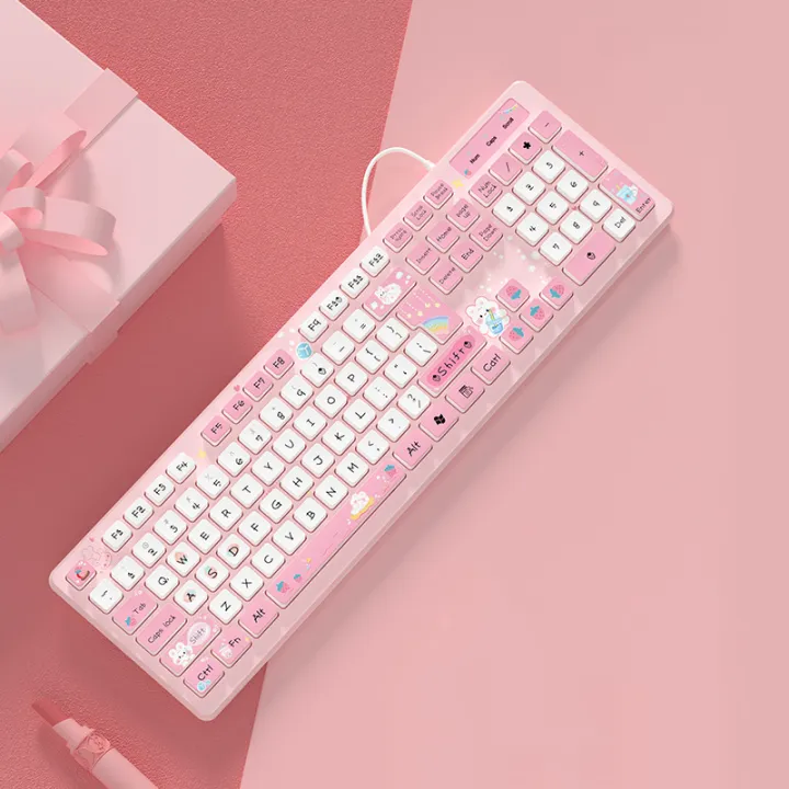 Kawaii%20wired%20keyboard%20milk%20tea%20rabbit%20cute%20pink%20cute%20chocolate%20wired%20keyboard%20girls%20keyboard%20creative%20coloring%20wireless%20keyboard%20-%20Image%205