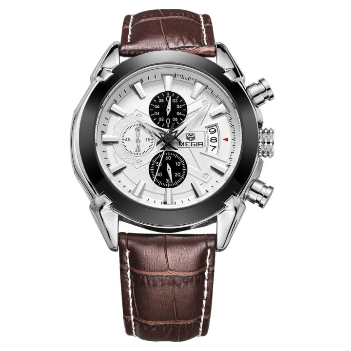 MEGIR men male watch waterproof sports watch three Swiss watches 2020G (SilverGray)