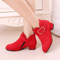 2024 New Korean Autumn and Winter Fleece Warm Girl Boots Matte Boots Mid-Tube Heightened Casual Girls Martin Boots.