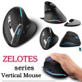 ZELOTES T-50 USB Wired Vertical Optical Mouse 9 Buttons Gaming USB Wired Mice 12800 DPI Adjustable for PC Computer Accessories.