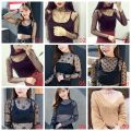 【Value Bundle】 Fashion See-Through Lace T Shirt Long Sleeve Mesh Fishnet Mesh Ladies Tops Turtleneck Blouses Transparent T-shirt Undershirt. 