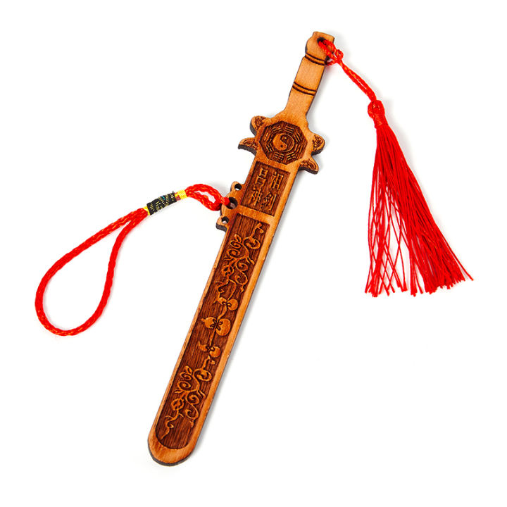 Feng Shui Tai Chi Eight Diagrams The Peach carving Wood Sword Handicraft Home Carving Decoration Accessories Decor