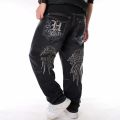 Nanaco Man Loose Baggy Jeans Hiphop Skateboard Denim Pants Street Dance Hip Hop Rap Male Black Trouses Chinese Size 30-46.