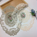 Dinning Table Cover Embroidered Table Cloth Elegant Round Lace Tablecloth Coffee Coasters Napkin Party Wedding Decoration Conbo. 