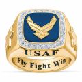 United States Air Force Flight Gold Color Stainless Steel Ring for Men Cool Fashion Jewelry Anniversar Fly Hobbyist Gifts. 