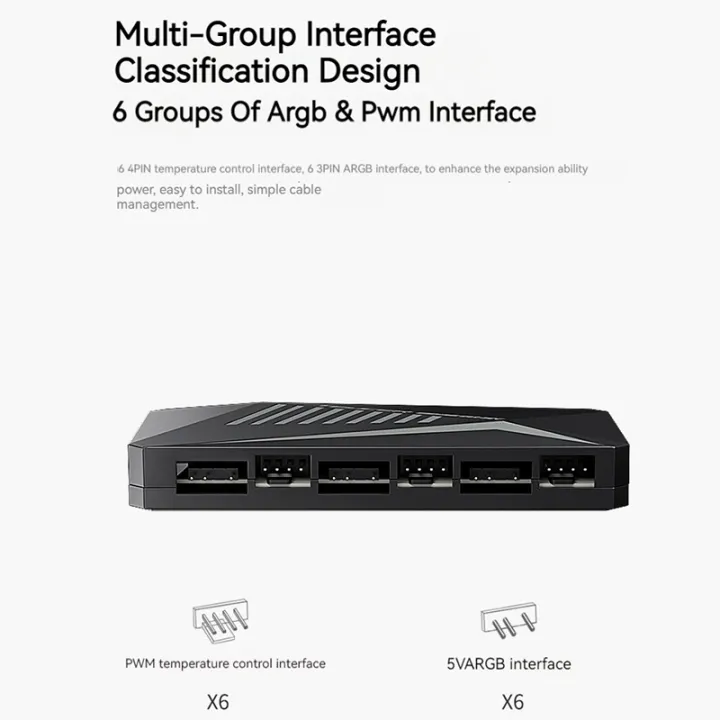 TEUCER%20LP-6P%20ARGB/PWM%203%20IN%201%20Controller%20Wireless%20Remote%20Control%20Fan%20Hub%20Temperature%20Controlled%20PWM%20ARGB%20Controller%20Hub%20Adapter%20-%20Image%204