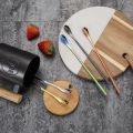 1PC Stainless Steel Colorful Dessert Spoon Long Handle Mixing Stirring Spoons Bar Kitchen Tableware.