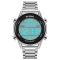 SYNOKE Stainless Steel Strap Digital Men's Watches Chrono Clock Waterproof Male Wristwatch Electronic Watches Relogio Masculino.