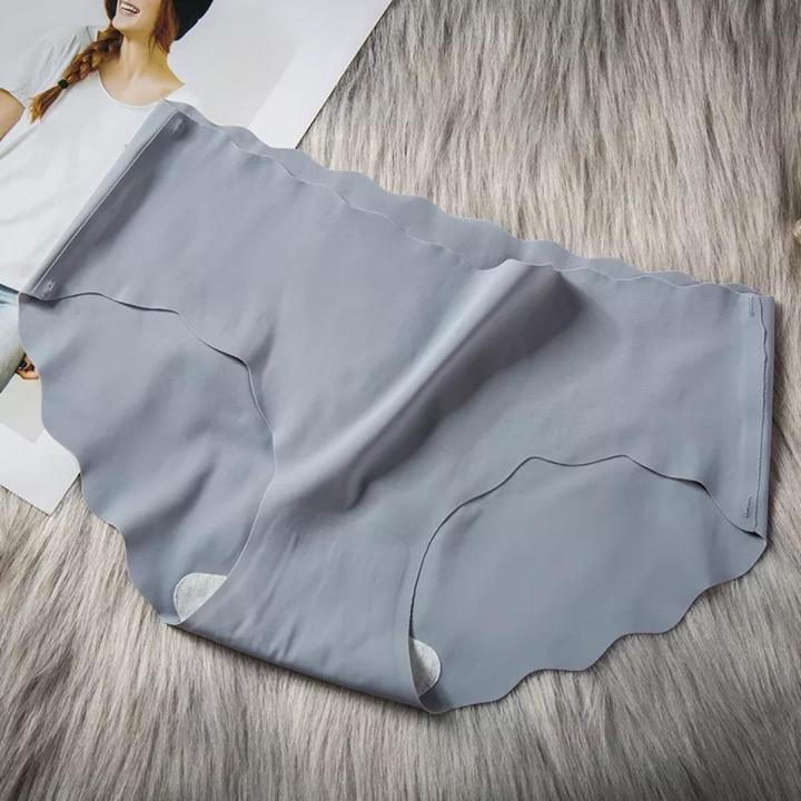 1 Pc New Style Women'S Mid-Waist Ice Silk Panty For Women - Comfortable Regular Use Ice Silk Seamless Panties For Women/ Seamless Underwear For Girls - Panty