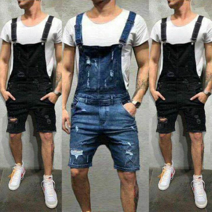 Mens%20Casual%20Denim%20Jeans%20Overalls%20Jumpsuit%20Dungarees%20Cargo%20Work%20Shorts%20Playsuit%20-%20Image%203