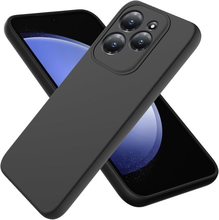 Infinix Hot 40/Hot 40 Pro Silicone Matte Flexible Soft Phone Case - Black Phone Back Cover