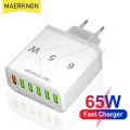 65W USB Charger 6 Ports Fast Charging Phone Power Adapter For iPhone 14 13 Samsung Oneplus Xiaomi Quick Charge 3.0 Wall Charger. 