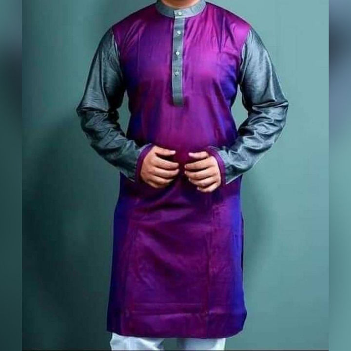 Stylish%20Menz%20Comfortable%20Purple%20Contrast%20Ash%20Panjabi%20-%20Image%202