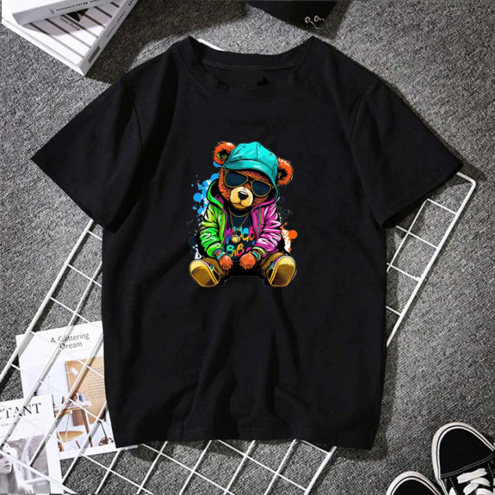 Cute%20Teddy%20Bear%20Print%20Shirt%20Short%20Sleeve%20O%20Neck%20Loose%20Tshirt%20Women%20Summer%20T%20shirt%20Men%20and%20Women%20Streetwear%20Cartoon%20Fashion%20Tee%20-%20Image%204
