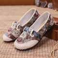 Canvas Fisherman Women's Shoes Ethnic Style Old Beijing Cloth Shoes Linen Flat Low-Cut Slip-on Mother Shoes Peas Shoes. 