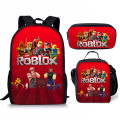 3D New Product Roblox Student School Bag, Lunch Bag, Pencil Case, Roblox Printed Backpack, Three-Piece Set, One Piece Dropshipping. 