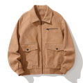 Coat Men's Autumn and Winter Fleece-lined Warm Japanese Retro Style Trends Corduroy Loose Casual Polo Collar Men's Clothing. 