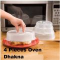 4 Pcs  MICROWAVE 10.5 Inches FOOD COVER + Plate Cover Splatter Guard Non Stick Plastic Clear Dish Lid. 