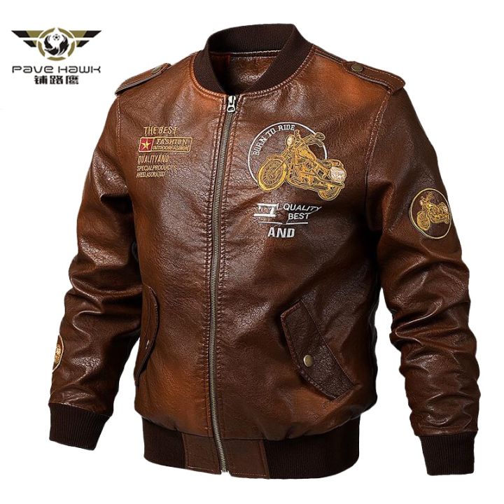 Men's Leather Jackets and Coats Male Motorcycle Leather Jacket Casual Slim  Brand Clothing V-Neck Collar Coats