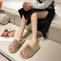 Fluffy Winter Warm Home Fur Furry Slippers Women Plush Shoes Indoor House Fuzzy Flip Flops Female Padded Fleece Living Bedroom. 