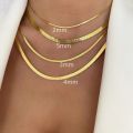 New Fashion Unisex Snake Chain Choker Necklace Stainless Steel Herringbone 2/3/4/5mm Gold Color Chain Necklace For Women Jewelry. 