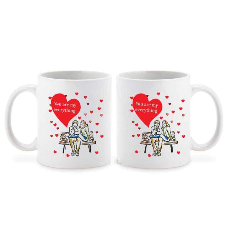 Valentine Day Gift You are My Everything Printed Ceramic White Coffee Mug 330 ml - Valentine Gifts for Girlfriend Boyfriend, Birthday Gift for Husband Wife, Love Gifts INT-2105