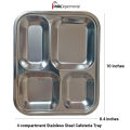 MollaDepartmental 1 PCS 4 compartment Stainless Steel Cafeteria Tray. 