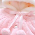 【VA VA VOOM】（NEW）Baby Girls Winter Cloak Coats Cute Rabbit Ear Hooded Plush Shawl Jacket. 