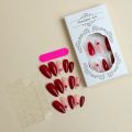French Nails Red Five-pointed Star False Nails Full Cover Press on Nail Tips y2k Nail Art Almond Artificial Nail Patches.