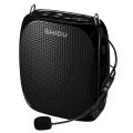 SHIDU Class D Voice Amplifier Wired Microphone Mini Audio Portable Speaker Natural Stereo Sound Loudspeaker for Teacher(Black).
