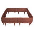 /4Pcs Flower Bed Border Plastic Garden Fence Brick Brown Mini Wooden Fence DIY Serviceable Lawn Fence Yard.