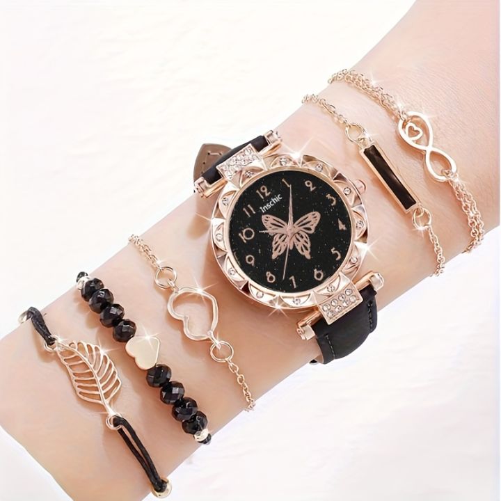 1pc%20Fashion%20Simple%20Butterfly%20Pattern%20Dial%20Belt%20Quartz%20Wrist%20Watch%20-%20Image%202