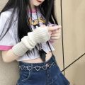 Long Fingerless Gloves Women‘s Mitten Winter Arm Warmer Knitted Arm Sleeve Fine Casual Soft Girls Goth Clothes Punk Gothic Glove. 