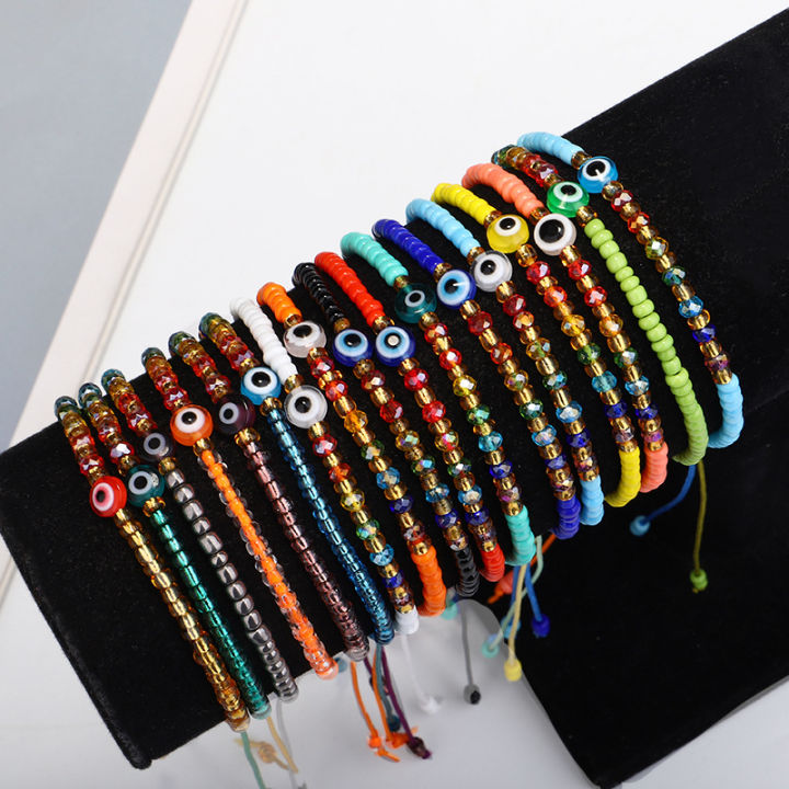 2024 Fashion Evil's Eye Seed Beaded Bracelet Handmade Adjustable Women Bracelet Colorful Seed Beads Bracelet (KB8516)