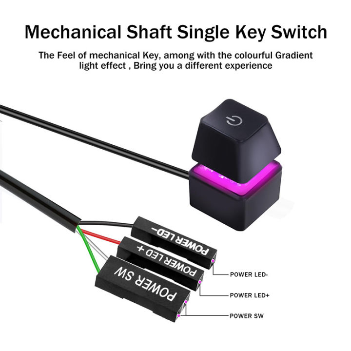 Computer Start Switch Computer Desktop Switch Colorful LED PC Motherboard External Start ...