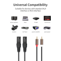 2RCA to 2xLR 3-Core XLR Cable Mixer Power Amplifier 2 RCA to 2 XLR Male HiFi Stereo Audio Connection Mic Cable Active Speaker Microphone Audio Cable.