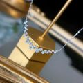 Fashion New Product 1 Carat Small Diamond Pendant Silver Necklace Female Shiny Crystal Clavicle Chain Jewelry Party Gift. 