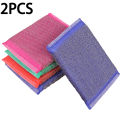 2/4Pcs Stainless Steel Wire Sponge Wipe Double Side Pot Cleaning Cloth Reusable Non-stick Oil Dishrag Household Kitchen Dishcloth. 