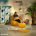 Bean Bag BD-Large Size Pear Shape Bean Bag Full Set_ Bean Bag, Footrest & Pillow_Yellow Colour_Premium Quality. 