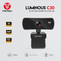 FANTECH LUMINOUS C30 Full HD Web Camera Wide Angle 106° With Microphone 2560 Resolution For PC Computer Laptop Desktop Camera Built-In Mic for Meeting Online Teaching Vlogging Live Broadcast Video Calling Conference Work. 