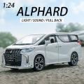 1:24 Toyota Alphard MPV Diecasts Car Simulation Steering Shock Toy Vehicles Metal Car 6 Doors Open Model Car Sound Light Toys For Children Gift. 
