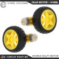Dc Gear Motor Dual Shaft And Robotic Car Wheel for RC Car (2 Pair = 2 Yellow Motor + 2 Wheel 65mm).