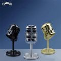 (Not a real microphone) Classic Retro Dynamic Vocal Microphone Vintage Style Mic Universal Stand Model Simulated microphone. 