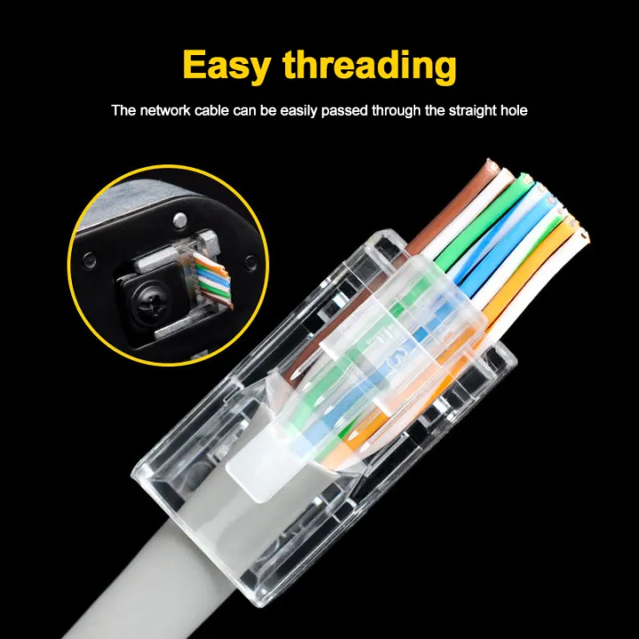 100pcs%20RJ45%20Connector%20100pcs%20CAT5E%20CAT6%20Plug%20RJ45%20Connector%20Network%20Cable%20Modular%208P8C%20Connector%20End%20Pass%20Through%20Z%20HOTSALE%20RJ45%20-%20Image%203