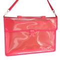 2-Pocket Transparent Expanding File Handle Briefcase Red color. 