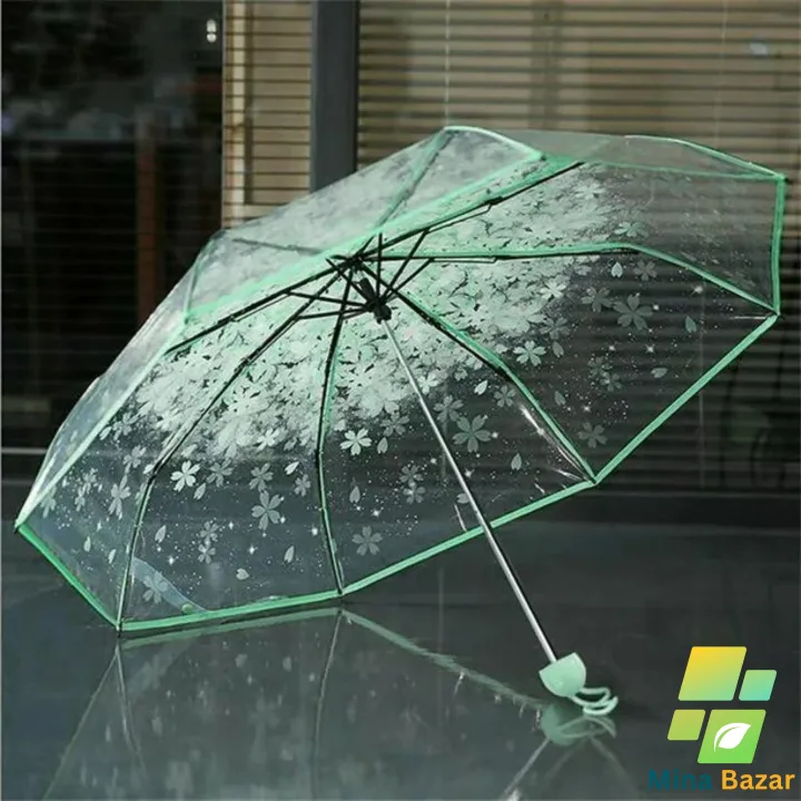 Transparent%20Three%20Folding%20Umbrella%20Ladies%20Stylish%20Clear%20Pink,%20Purple,%20Blue%20&%20Green%20Folding%20Umbrella%20-%20Image%209