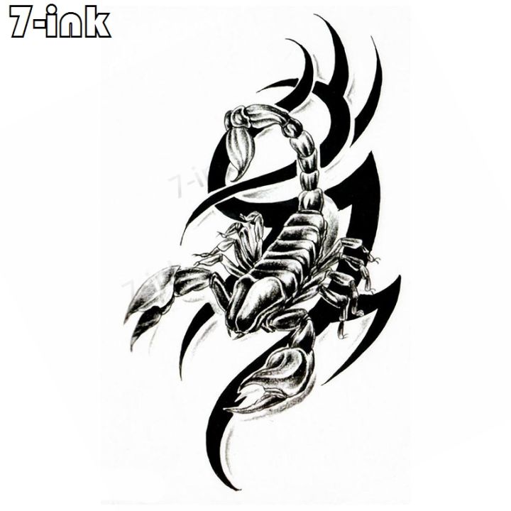 【beauty code store】Temporary Sticker Body Art Scorpion Crown Totem Water Transfer Fake Tattoo Flash Tatto for Men