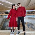 Cojin Couple Clothes Fried Street One Dress Autumn New Niche Design Red Dress Female Men's Coat Fashion. 